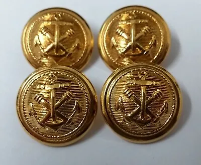 Genuine Naval Artillery Anchor & Cannon Insignia Shank Buttons  X4 ASBT225 • £9.99