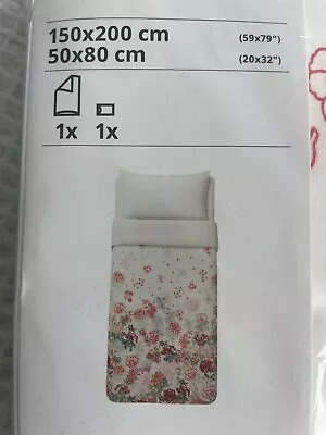 IKEA Gronvide Single Duvet Cover & Pillowcase. White Floral 100% Cotton • £17