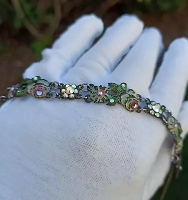 Michal Negrin Bracelet Floral Romantic Victorian Aurora Borealis Crystal Gift • $71.20