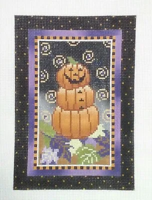 MINDY Needlepoint HP Handpainted Canvas PUMPKIN MAN October 8g 18m 4.25 X6.25  • $107.65