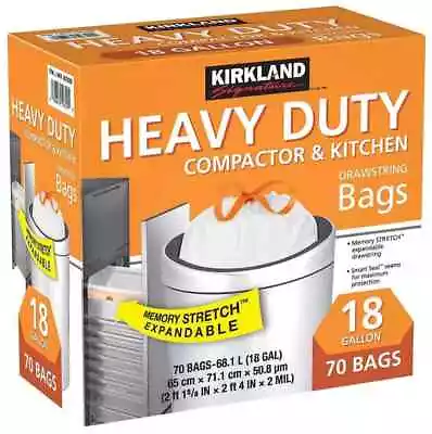 Kirkland Heavy Duty Compactor & Kitchen Trash Bags 18 Gallon 70 Bags  • £30.35