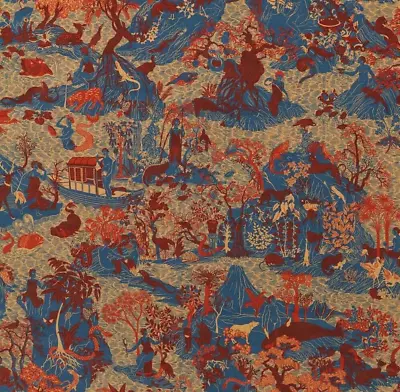 ZOFFANY CURTAIN FABRIC DESIGN DESIGN Avalonis Velvet 1 METRE COMO BLUE/KOI • £64.99