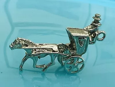Vintage Sterling Silver English High Horse Heart Carriage Bracelet Charm • $25
