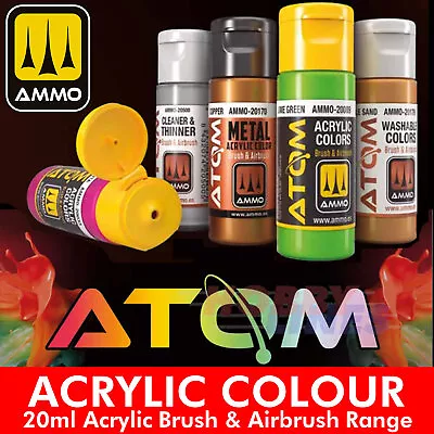 ATOM Acrylic Colours Paints AMMO By MIG Range 20ml Color Paint Brush Airbrush • £3.25