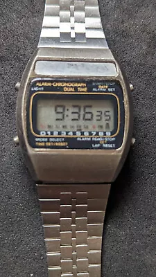 Vintage Criterion Digital LCD Watch 34mm Stainless Steel Works Alarm Chrono • $16.99