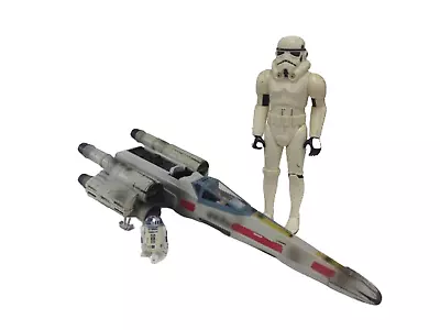 Star Wars Luke Skywalker's X Wing Fighter Tonka 1995 + Stormtrooper Figure • £9.99