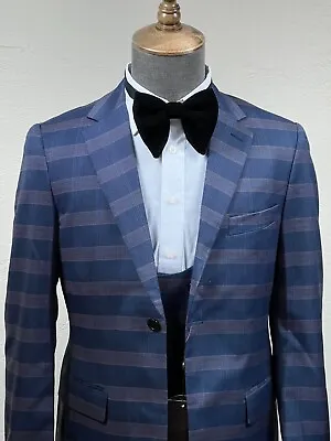 3-piece  1-Button Slim Fit Blue Striped Classy Prom Slim Fit Suit  In Size 38 • $100