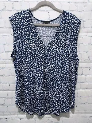 Womens Papermoon Dark Blue Print Tanktop Sleeveless No Tag Size XLG  • $8