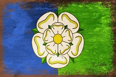 East Riding Of Yorkshire County Flag Vintage Retro Style Metal Sign White Rose • £9.03