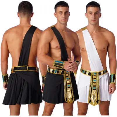 Men's Egyptian Costume Egypt King Pharaoh Roman Ancient Toga Cosplay Outfits • £6.59