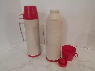 Vintage Thermos Model 2402 Cup Insulated Red & Tan Quart Capacity • $13.99