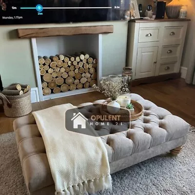 Deep Cushioned Extra Large Sand Naples Chesterfield Footstool Coffee Table. • £160