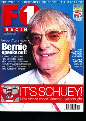 F1 Racing Magazine November 2000 Bernie Eccleston Michael Schumacher Jenson Butt • £5.99