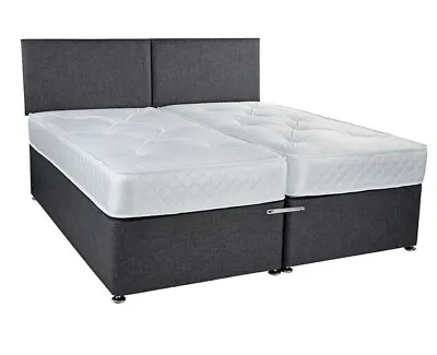 6Ft / 5FT Zip & Link Divan Bed Set FREE MATCHING Plain Headboard • £349.99
