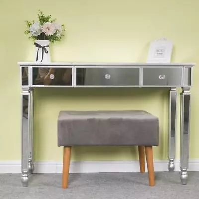 Mirrored Console Table Mirrored Makeup Vanity Table Desk 3 Drawer Writing Desk • $134.99