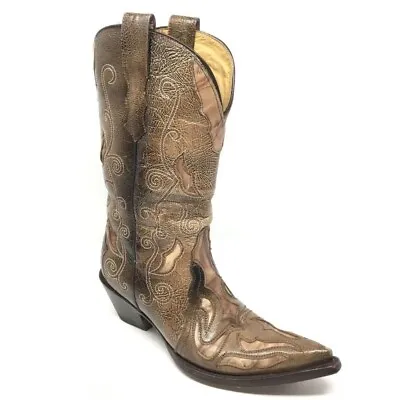 Corral Western Boots Women’s Size 8 Cowgirl Shoes Brown Tan Beige Cutout Tobaco • $135