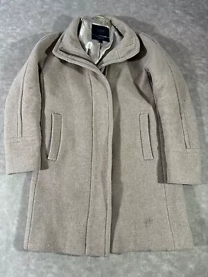 J.Crew Stadium Cloth Nello Gori Tan Full Zip Coat Women Sz 4  Wool Blend • $59.99