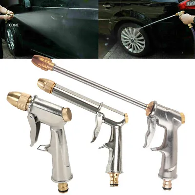 High Pressure Water Spray Gun Brass Nozzle Garden Hose Pipe Lawn Car Wash Metal • £3.89