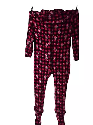 SLEEPYTIME MEN'S FLEECE HOODED FOOTED PJ- 2x- 50/52 RED PLAID/SNOWFLAKE-NEW  • $19.99