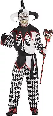 Sinister Jester Clown Evil Suit Yourself Fancy Dress Up Halloween Adult Costume • $59.63