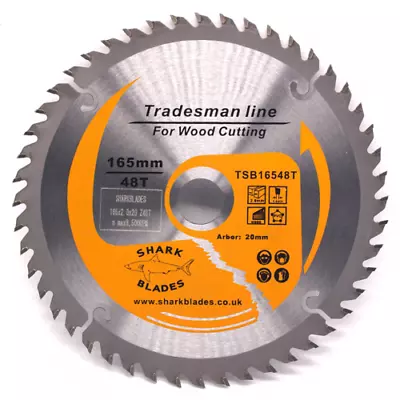 Circular Saw Blade 165mm X 48T Shark Blades Clean Cuts Fits Dewalt Bosch Makita • £11.25