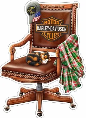 Harley Davidson Motorcycle Chair W/ Cat By Michael Fishel Plasma Cut Metal Sign • $69.95