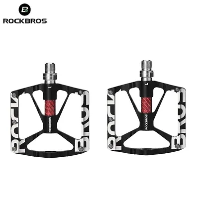 ROCKBROS Bicycle Pedals Cycling MTB Road Bike Flat Pedals Aluminium Alloy 9/16'' • $27.90