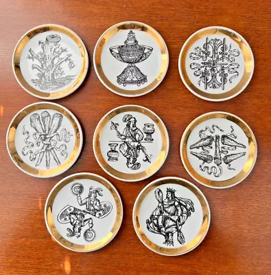 Set Of 8 BUCCIARELLI Milano Italy Coaster FORNASETTI Era CERAMIC MID-CENTURY MCM • $225