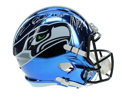 Russell Wilson Marshawn Lynch Richard Sherman Signed Seahawks Chrome Helmet JSA • $2974.15