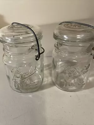 Vintage Ball Ideal Clear Glass Jar Canister With Lid And Wire Closer. TWO JARS • $18