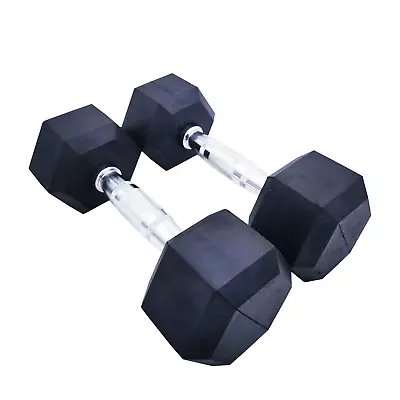 27.5kg Rubber Hex Dumbbells Pairs Weight Lifting Strength Training Home Gym • $323.95