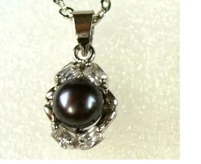 Women Lady Pinky Lilac Orange Black Pearl Crystal Oval Small Pendant Only UK • £11.55