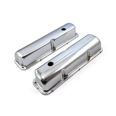 $35.20 • Buy Ford Fe 390 427 428 Chrome Steel Valve Covers - 3 7/8  Tall W/ Baffled Hole