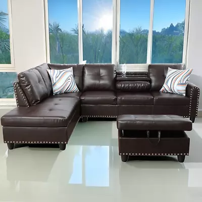 Modern Sofa Chaise Faux Leather Sectional Sofa Set For Living Room Furniture • $899.99