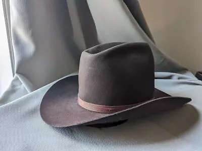 Vintage USA Made 7-5/8 Brown COWBOY HAT Felted TALL Western • $168.95