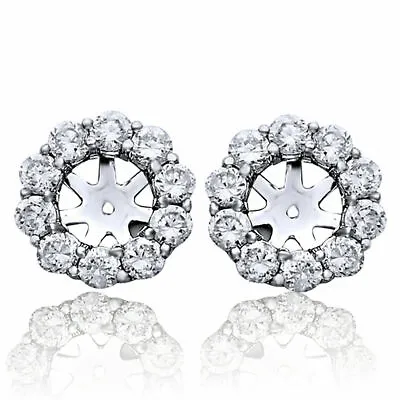 $60 • Buy 2Ct 14K White Gold Round Lab-Created Diamond Wedding Jackets Earrings Lady Gift