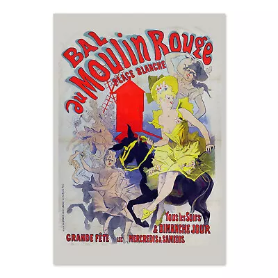 Jules Cheret - Bal Au Moulin Rouge 1890s Vintage French Poster - Classic Art • $16.99