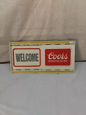 Vintage COORS BEER 2-Sided Sliding Sign WELCOME CLOSED THANK YOU • $65