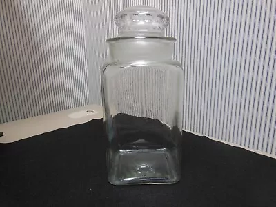 Tall 11 3/4  Vintage Clear Apothecary Jar Glass Candy Jar Ground Lid  #2 • $45