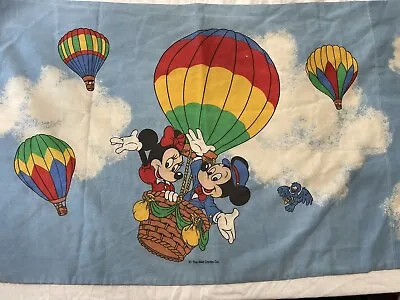 Vintage Disney Mickey And Minnie Mouse Pillowcase Set Hot Air Balloon Clouds • $10.50