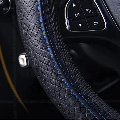 15  Auto Car Steering Wheel Cover Breathable Leather Anti-slip Accessories Blue • £6.25