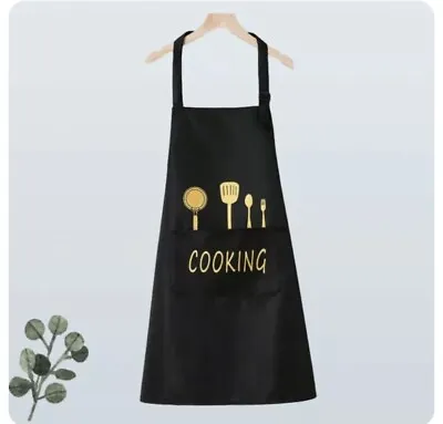 Waterproof Apron  For Cooking With Pockets - Color Black • £2.50