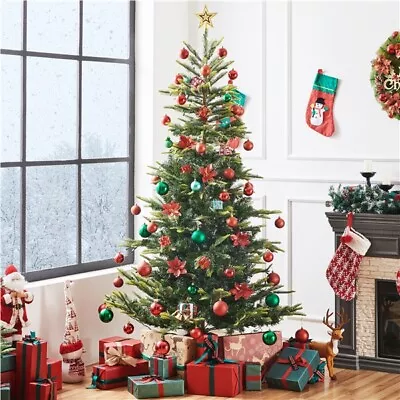 6FT/7.5FT Pre-Lit Christmas Tree Artificial Tree With Lights For Home Party Used • $49.99