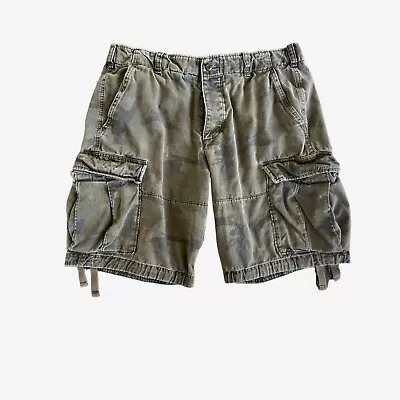 Abercrombie & Fitch Size 36 Distressed Camo Green Cargo Shorts - Heavy Cotton • $45