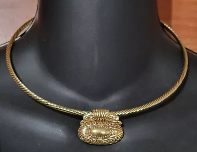 Vintage Premier Designs Gold-tone Ornate Textured Cuff Necklace- Etruscan Style  • $27.99