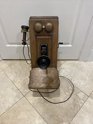 Antique 1907 Crank Operated Oak Wall Phone P-104073 Issue-1. Original Parts. • $220