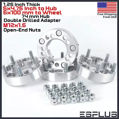 4pc 1.25  Wheel Adapter Conversion 5x4.75  Hub To 5x100mm Wheel M12x1.5 Stud • $89.49