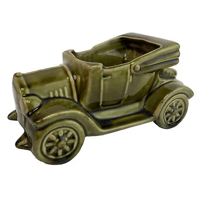 Vintage McCoy Pottery USA Antique Car Heavy Planter Green • $15