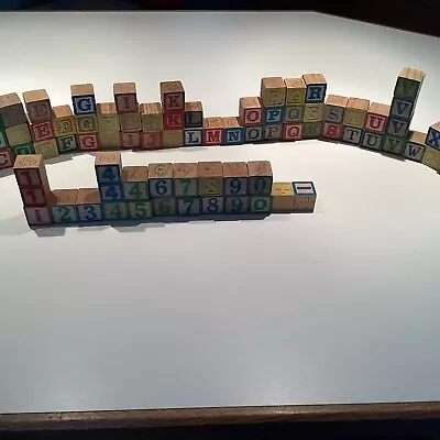 Vintage Wooden Blocks For Childern Full Set A-z & # Lot Of 79 Pieces  • $18