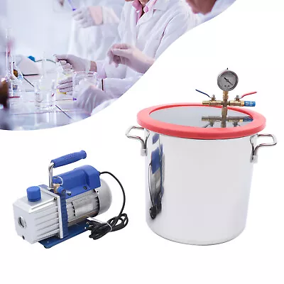 $145 • Buy 5Gallon Vacuum Chamber Essential Oils Degassing 5CFM Vacuum Pump Stainless Steel